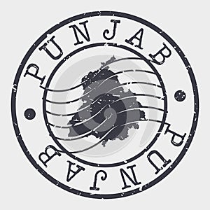 Punjab India Stamp Postal. Map Silhouette Seal. Passport Round Design. Vector Icon. Design Retro Travel.