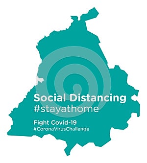 Punjab map with Social Distancing stayathome tag