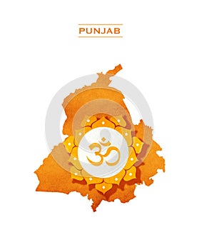 PUNJAB STATE MAP OM SYMBOL HINDU