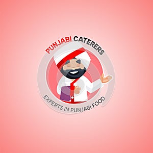Punjabi caterers expert in Punjabi food Indian vector mascot logo