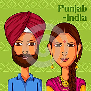 Punjabi Couple in traditional costume of Punjab, India