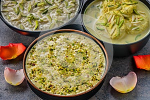 Punjabi desserts -Phirni, kheer and rasmalai