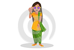 Punjabi Girl Vector Cartoon Illustration