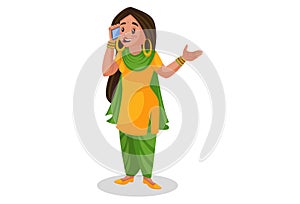 Punjabi Girl Vector Cartoon Illustration