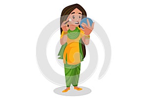 Punjabi Girl Vector Cartoon Illustration