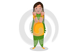 Punjabi Girl Vector Cartoon Illustration