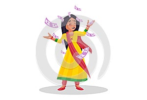 Punjabi Girl Vector Cartoon Illustration