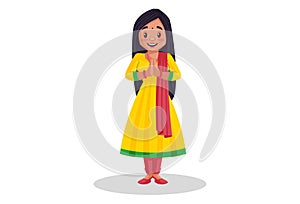 Punjabi Girl Vector Cartoon Illustration