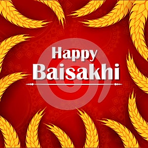 Punjabi New Year greeting background for Happy Baisakhi celebrated in Punjab, India