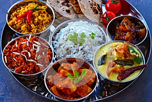 Punjabi vegetarian thaali meals photo