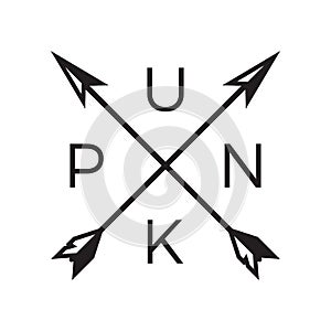 Punk Badge/Label with crossed arrows.