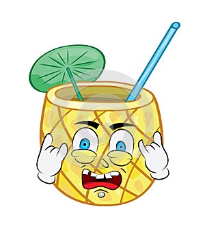 Punk cartoon illustration of pinacolada cocktail