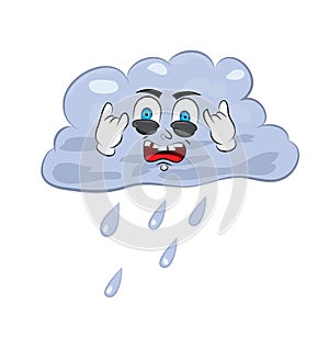 Punk cartoon illustration of rain cloud