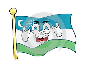 Punk cartoon illustration of Uzbekistan flag