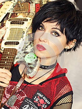 Punk girl with guitar