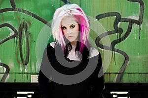 Punk girl woman pink hair photo