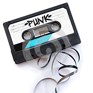 Punk musical genres audio tape label
