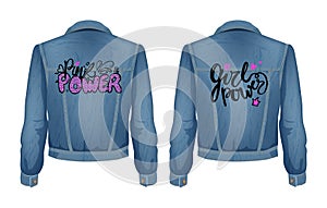 Punk Power Jeans Jacket Set Vector Illustration