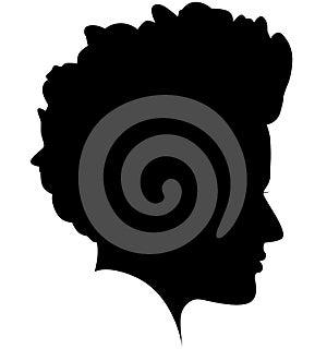 Punk, punk hairstyle for a woman. Iroquois haircut on a woman profile picture vector illustration realistic silhouette