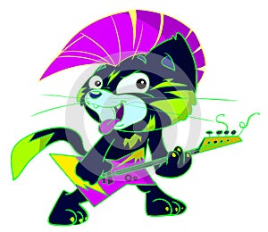 Punk Rock Cat Playing Electric Guitar photo