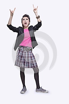 Punk Rock Girl Gesturing