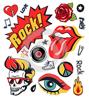 Punk Patch Vector Illustration Collection Poster photo