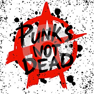 Punk rock set. Punks not dead words and design elements. vector illustration. photo