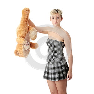 Punk teen girl with teddy