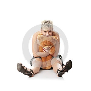 Punk teen girl with teddy