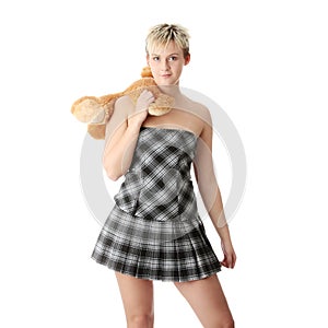 Punk teen girl with teddy bear