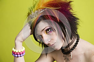 Punk woman with bright makeup