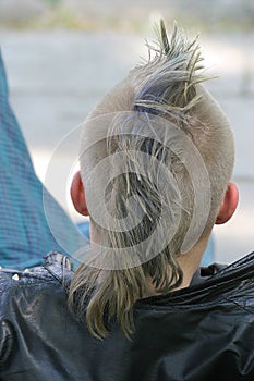 Punker in black leather jacket