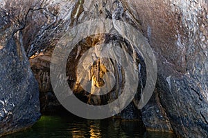 Punkva Cave in the Moravian Karst Area near Brno, Czech Republic. An incredible stalactite in the Moravian Karst photo