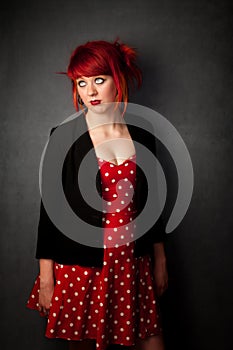 Punky Girl with Red Hair