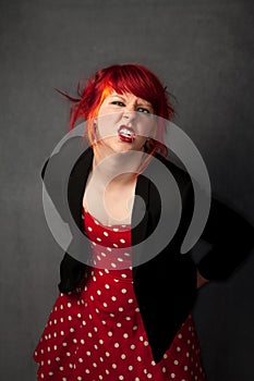 Punky Girl with Red Hair