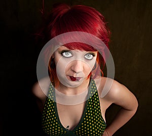 Punky Girl with Red Hair