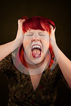 Punky Girl with Red Hair