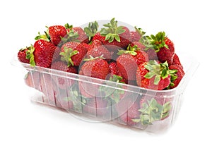Punnet of Strawberries on White photo