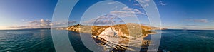 Punta Bianca, Agrigento in Sicily Italy White beach with old ruins of abandoned stone house on white cliffs Sicilia