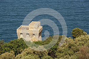 Punta Campanella and landscape of Sorrento`s peninsula and island of Capri photo