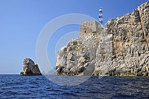 Punta Campanella seen from the sea. Amalfi coast, Italy