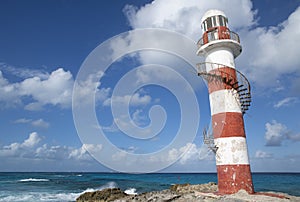 Punta Cancun lighthouse on sunny day