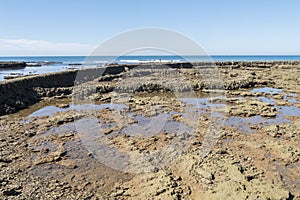 Punta Candor beach, Rota, Cadiz, Spain. Fishing weir, fish weir, fishgarth or kiddle photo