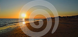 Punta Candor Beach at sunset in Rota, Costa de la Luz, Cadiz, Spain