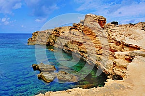 Punta de Sa Pedrera coast in Formentera, Balearic Islands, Spain