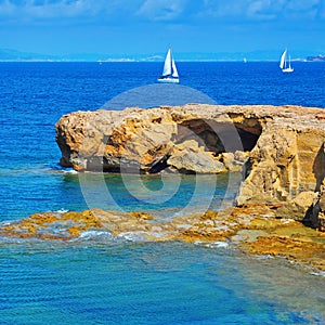 Punta de Sa Pedrera coast in Formentera, Balearic Islands, Spain photo