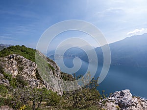 Punta Larici spectacular view of the Lake Garda and the Ledro valley, northern Italy, Europe