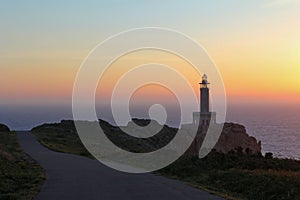 Punta Nariga lighthouse in sunset light