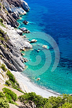 The Punta Nera beach in summer on the Elba island in Italy