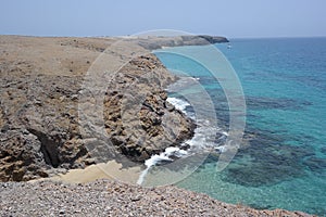 Punta papagayo landscape, lanzarote, canarias island